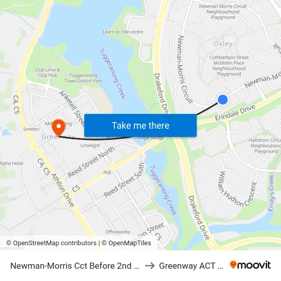 Newman-Morris Cct Before 2nd Maconochie Cr to Greenway ACT Australia map
