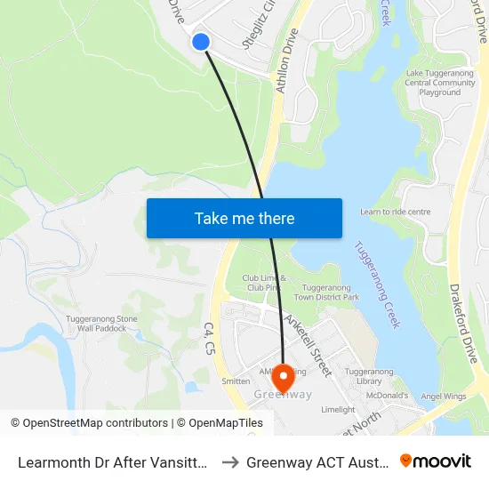 Learmonth Dr After Vansittart Cr to Greenway ACT Australia map