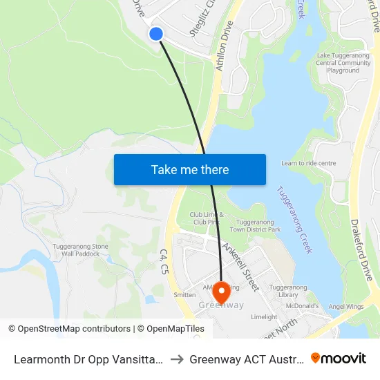 Learmonth Dr Opp Vansittart Cr to Greenway ACT Australia map