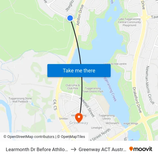 Learmonth Dr Before Athllon Dr to Greenway ACT Australia map