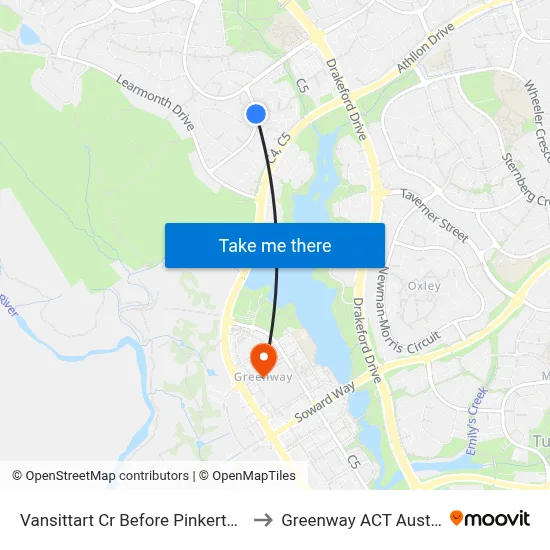 Vansittart Cr Before Pinkerton Cct to Greenway ACT Australia map