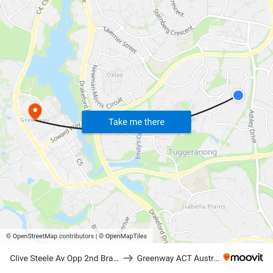 Clive Steele Av Opp 2nd Brain St to Greenway ACT Australia map