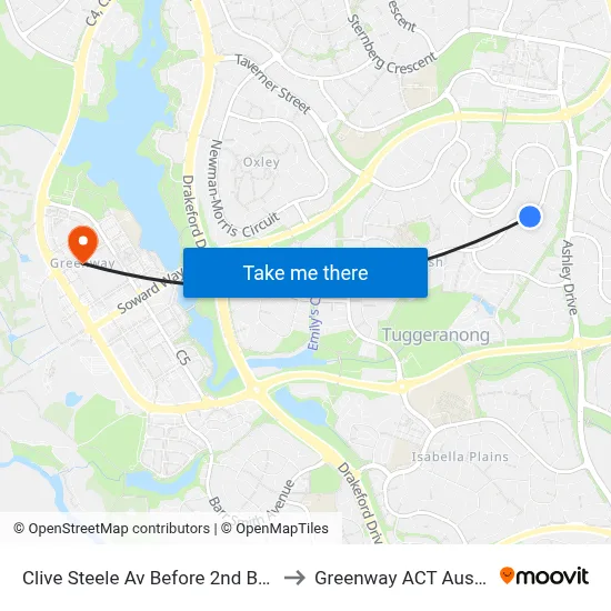 Clive Steele Av Before 2nd Brain St to Greenway ACT Australia map