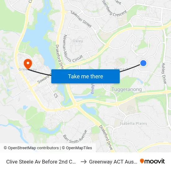 Clive Steele Av Before 2nd Coode St to Greenway ACT Australia map