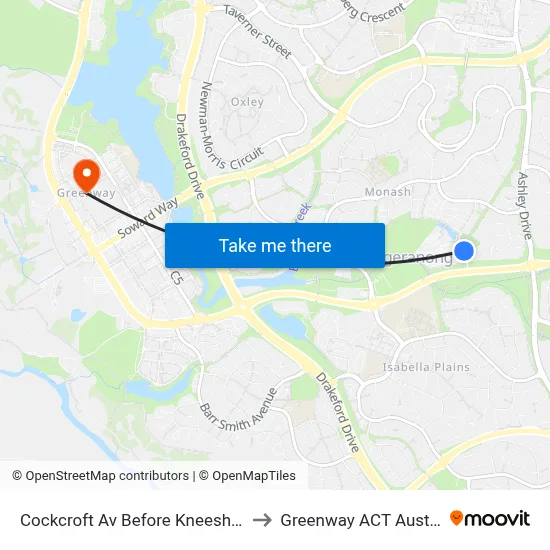 Cockcroft Av Before Kneeshaw St to Greenway ACT Australia map