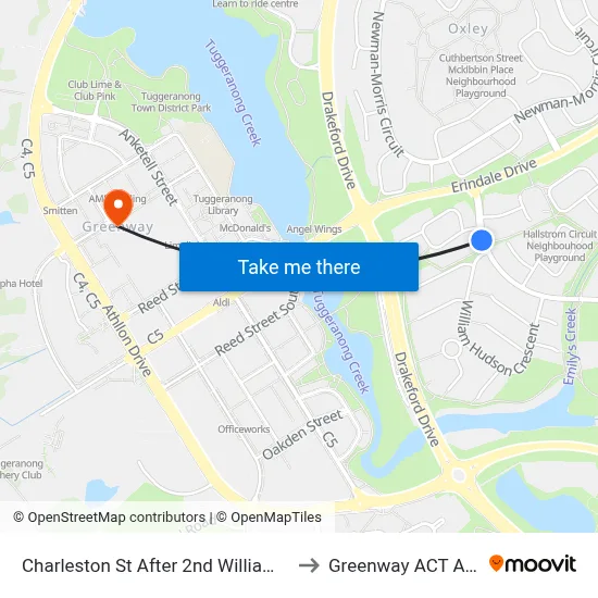 Charleston St After 2nd William Hudson Cr to Greenway ACT Australia map