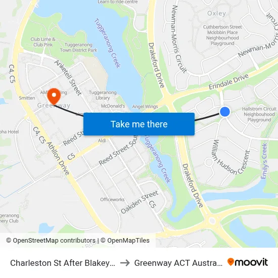 Charleston St After Blakey Cl to Greenway ACT Australia map
