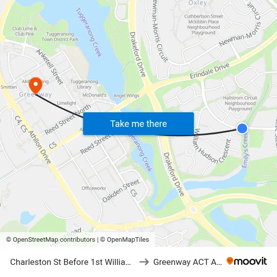 Charleston St Before 1st William Hudson Cr to Greenway ACT Australia map