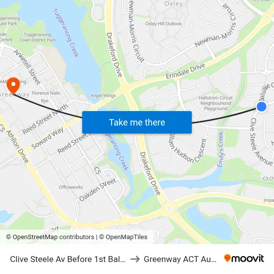 Clive Steele Av Before 1st Balsillie Cr to Greenway ACT Australia map