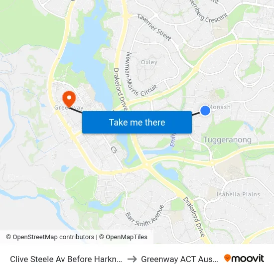 Clive Steele Av Before Harkness St to Greenway ACT Australia map