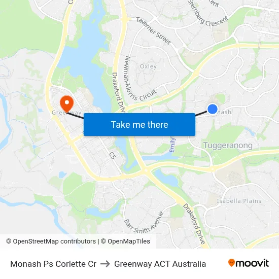 Monash Ps Corlette Cr to Greenway ACT Australia map