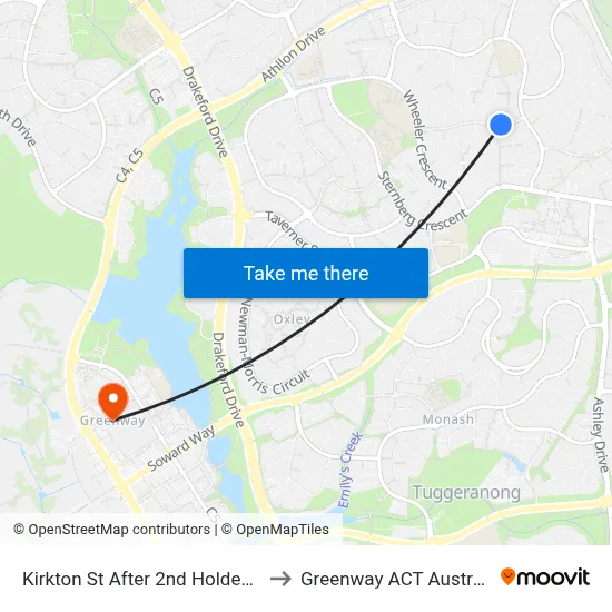 Kirkton St After 2nd Holden Cr to Greenway ACT Australia map