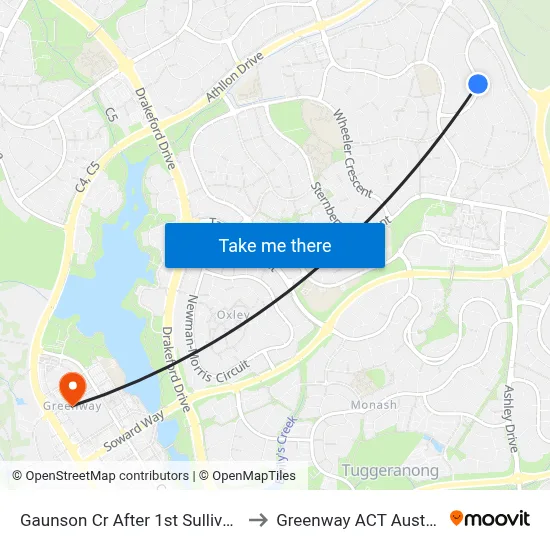 Gaunson Cr After 1st Sullivan Cr to Greenway ACT Australia map