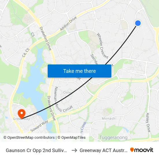 Gaunson Cr Opp 2nd Sullivan Cr to Greenway ACT Australia map