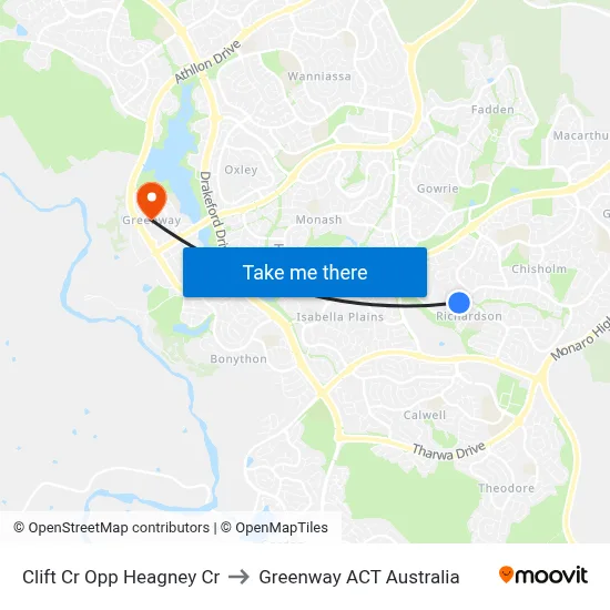 Clift Cr Opp Heagney Cr to Greenway ACT Australia map