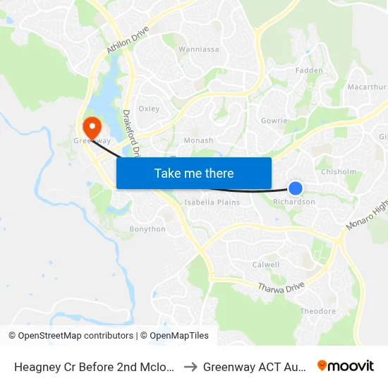Heagney Cr Before 2nd Mclorinan St to Greenway ACT Australia map