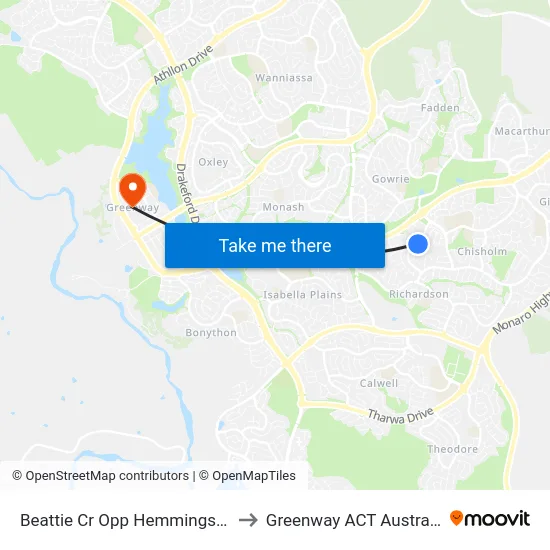 Beattie Cr Opp Hemmings Cr to Greenway ACT Australia map