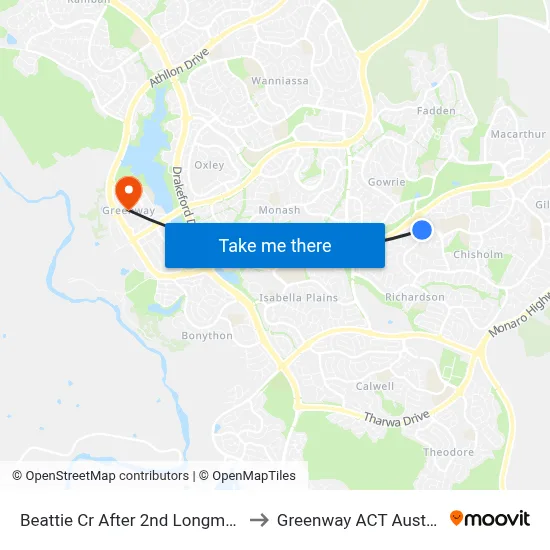 Beattie Cr After 2nd Longman St to Greenway ACT Australia map
