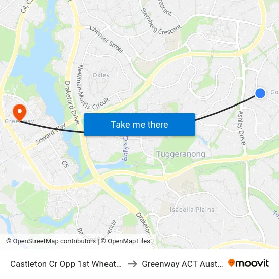 Castleton Cr Opp 1st Wheatley St to Greenway ACT Australia map
