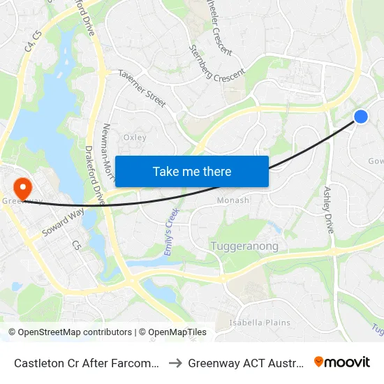 Castleton Cr After Farcomb Pl to Greenway ACT Australia map