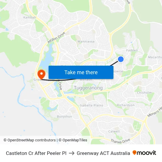 Castleton Cr After Peeler Pl to Greenway ACT Australia map