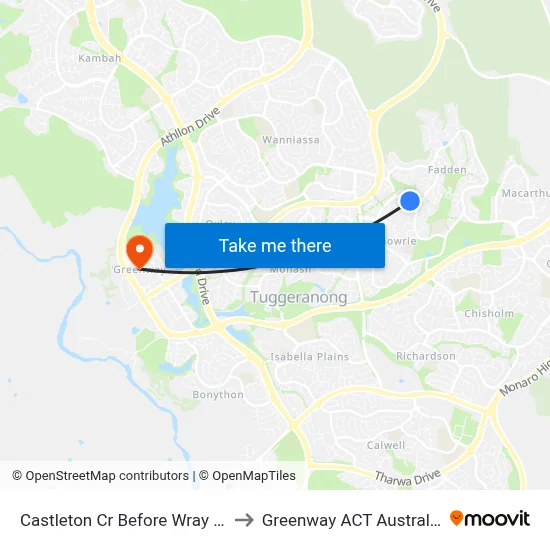 Castleton Cr Before Wray Pl to Greenway ACT Australia map