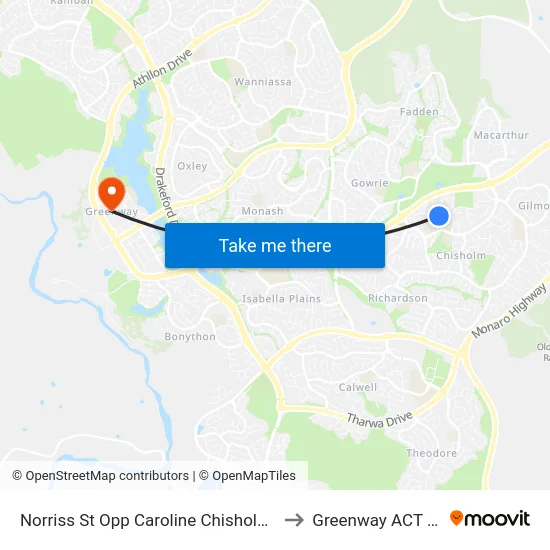 Norriss St Opp Caroline Chisholm Senior School to Greenway ACT Australia map