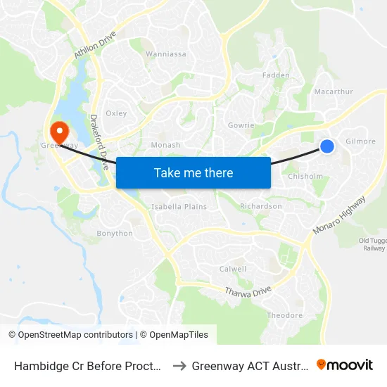 Hambidge Cr Before Proctor St to Greenway ACT Australia map