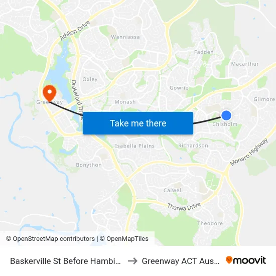 Baskerville St Before Hambidge Cr to Greenway ACT Australia map