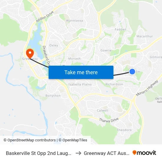 Baskerville St Opp 2nd Laughton St to Greenway ACT Australia map
