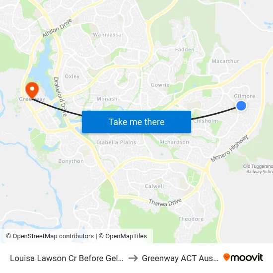 Louisa Lawson Cr Before Gellatly Pl to Greenway ACT Australia map