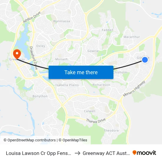Louisa Lawson Cr Opp Fenston Pl to Greenway ACT Australia map
