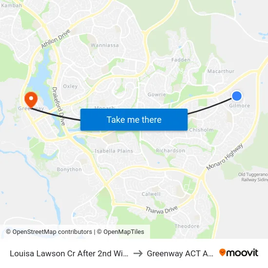 Louisa Lawson Cr After 2nd Willoughby Cr to Greenway ACT Australia map
