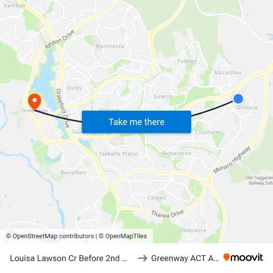 Louisa Lawson Cr Before 2nd Willoughby Cr to Greenway ACT Australia map