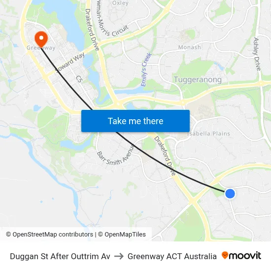 Duggan St After Outtrim Av to Greenway ACT Australia map