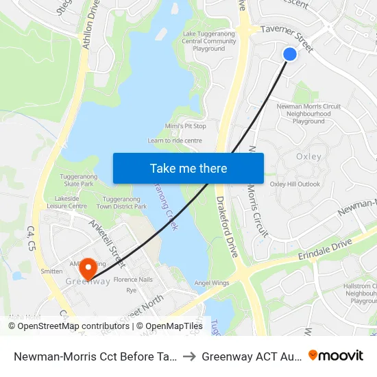 Newman-Morris Cct Before Taverner St to Greenway ACT Australia map