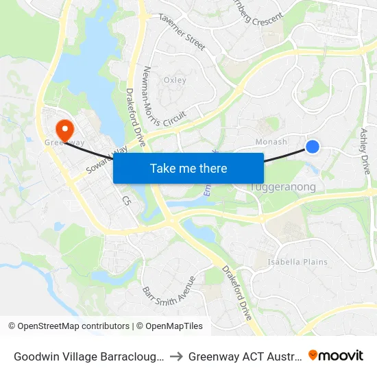 Goodwin Village Barraclough Cr to Greenway ACT Australia map
