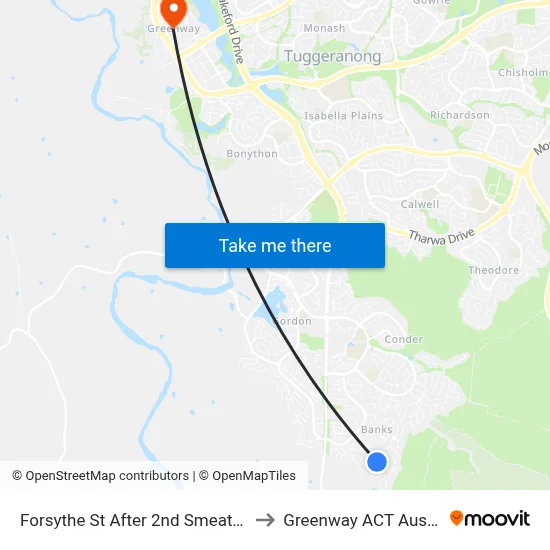 Forsythe St After 2nd Smeaton Cct to Greenway ACT Australia map