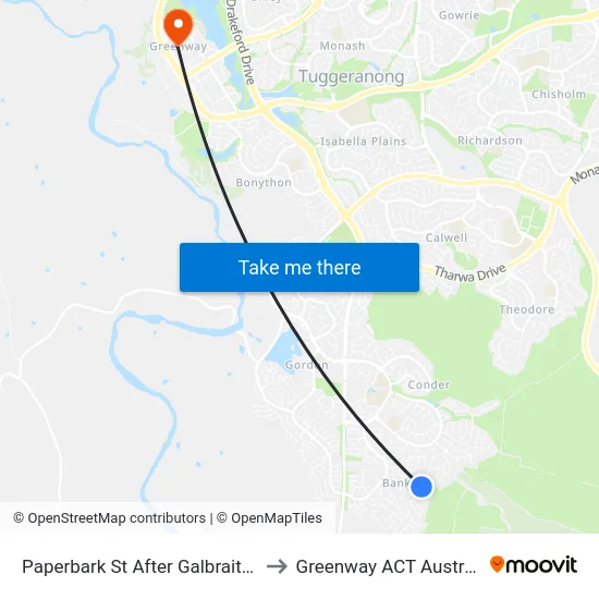 Paperbark St After Galbraith Cl to Greenway ACT Australia map