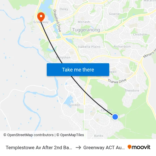 Templestowe Av After 2nd Barringer St to Greenway ACT Australia map
