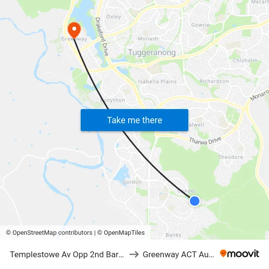 Templestowe Av Opp 2nd Barringer St to Greenway ACT Australia map