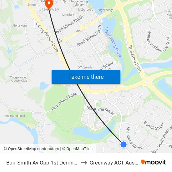 Barr Smith Av Opp 1st Derrington Cr to Greenway ACT Australia map