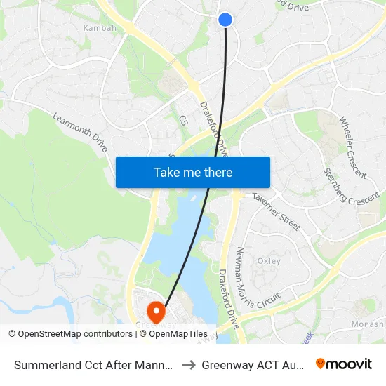 Summerland Cct After Mannheim St to Greenway ACT Australia map