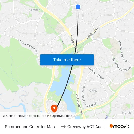 Summerland Cct After Mason St to Greenway ACT Australia map