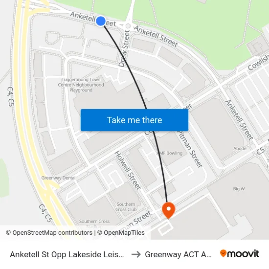 Anketell St Opp Lakeside Leisure Centre to Greenway ACT Australia map