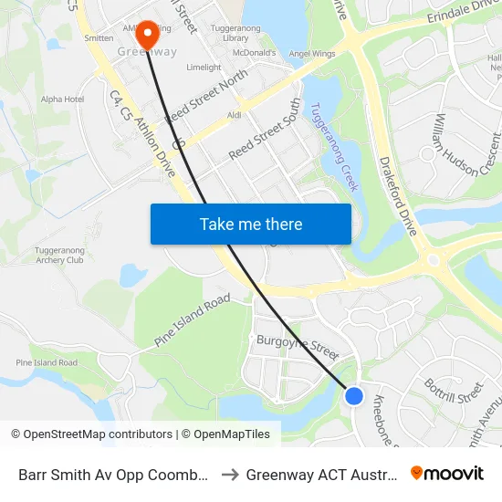 Barr Smith Av Opp Coombe St to Greenway ACT Australia map