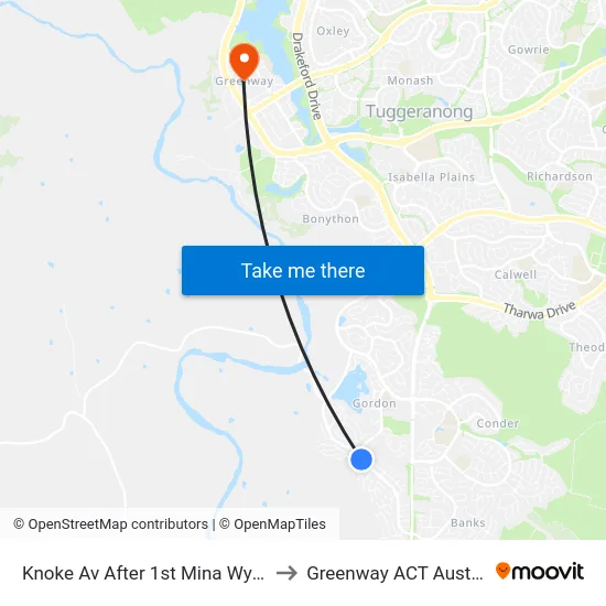 Knoke Av After 1st Mina Wylie Cr to Greenway ACT Australia map