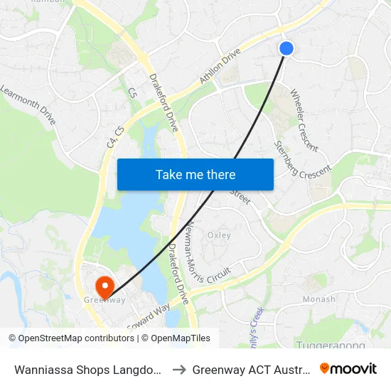 Wanniassa Shops Langdon Av to Greenway ACT Australia map