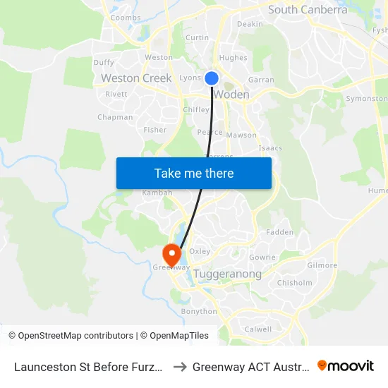 Launceston St Before Furzer St to Greenway ACT Australia map