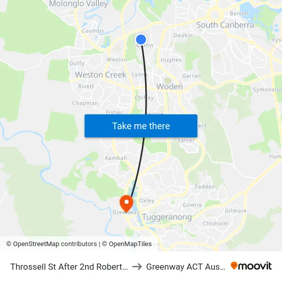 Throssell St After 2nd Robertson St to Greenway ACT Australia map